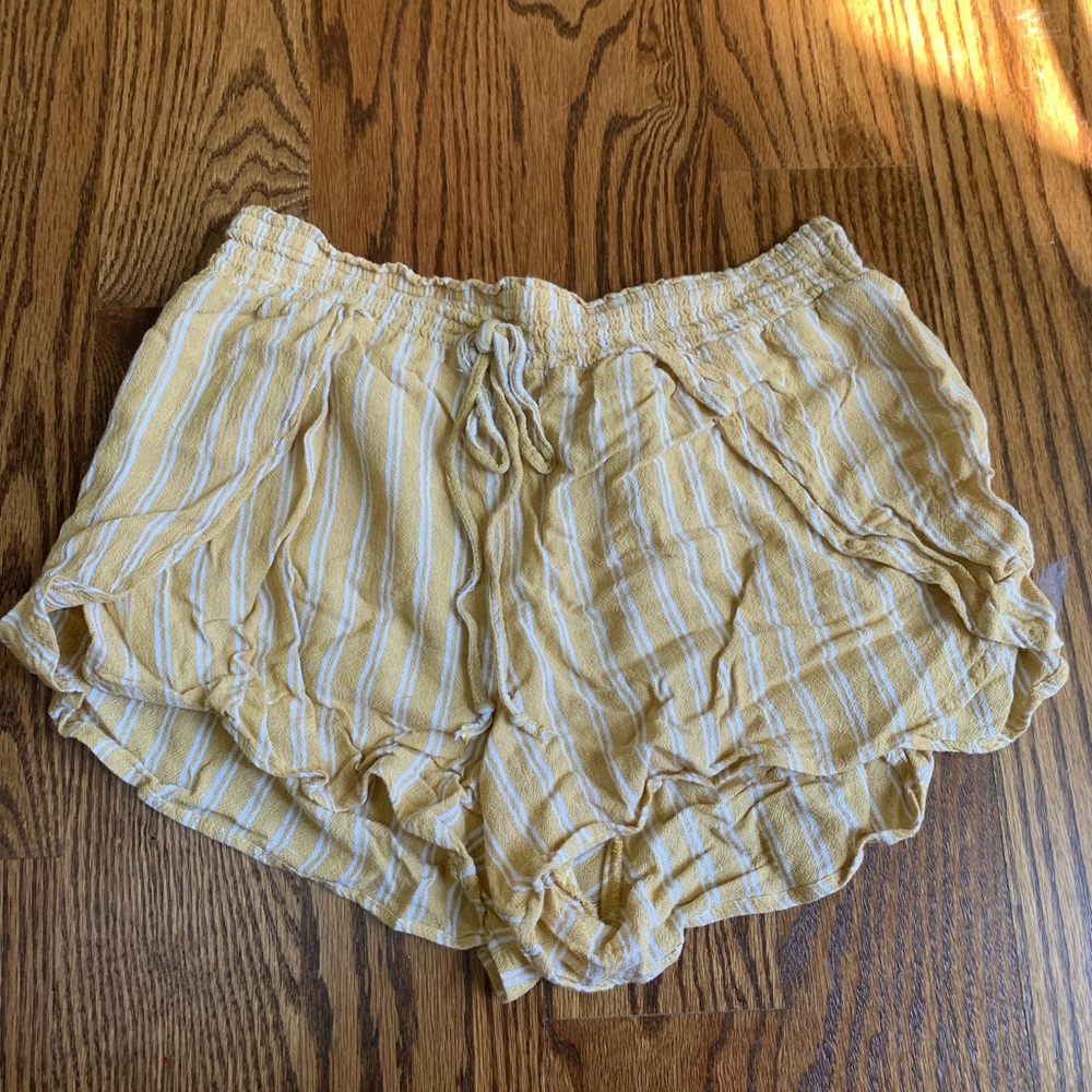 cute yellow and white striped shorts